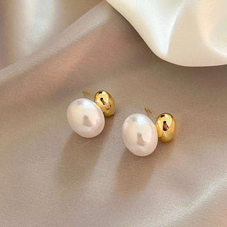 Bean Spliced Flat Pearl Earrings Jewelry - Diva Melody