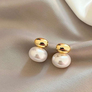 Bean Spliced Flat Pearl Earrings Jewelry - Diva Melody