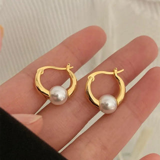 Bean Spliced Flat Pearl Earrings Jewelry - Diva Melody