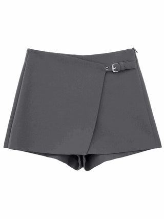 Belt Design Asymmetrical Mini Skirt Shorts - Diva Melody