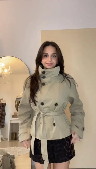 Belted Cropped Trench Jacket - Diva Melody