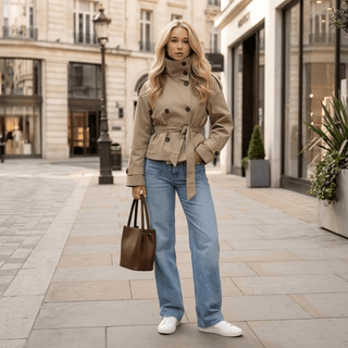 Belted Cropped Trench Jacket - Diva Melody
