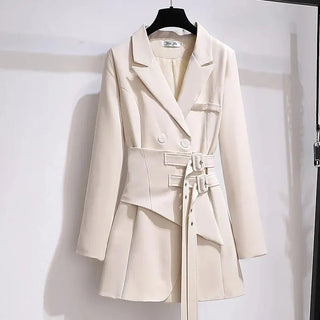 Belted Slim Long Sleeve Jacket Suit Blazer - Diva Melody