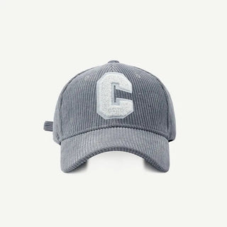 Big C Letter Corduroy Baseball Cap Adjustable Ponytail Hat - Diva Melody