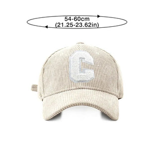 Big C Letter Corduroy Baseball Cap Adjustable Ponytail Hat - Diva Melody