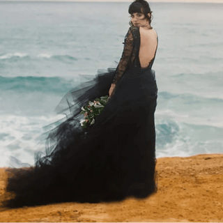 Black Alternative Lace Wedding Dress - Diva Melody