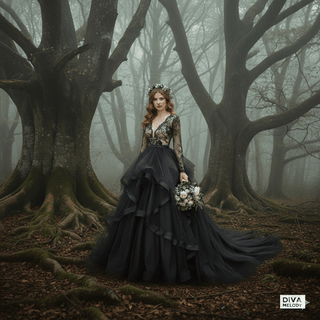 Black Alternative Lace Wedding Dress - Diva Melody