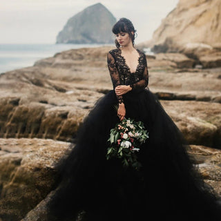 Black Alternative Lace Wedding Dress - Diva Melody