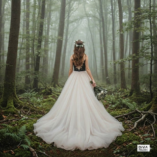 Black Appliqué Ball Gown Wedding Dress - Diva Melody