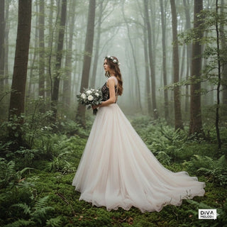 Black Appliqué Ball Gown Wedding Dress - Diva Melody