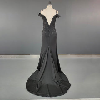 Black Backless Sheath Bridal Gown - Diva Melody