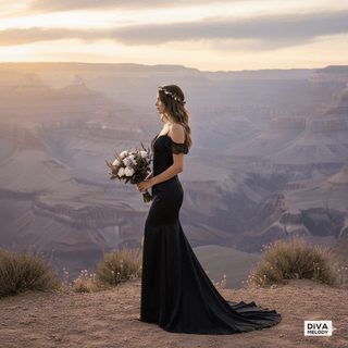 Black Backless Sheath Bridal Gown - Diva Melody