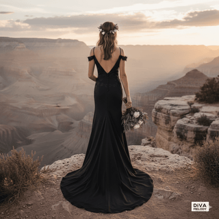 Black Backless Sheath Bridal Gown - Diva Melody