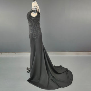 Black Backless Sheath Bridal Gown - Diva Melody