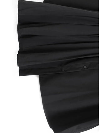 Black Irregular Pleated Loose Size Blouse Shirts - Diva Melody