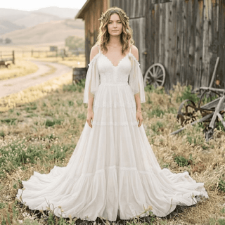 Black Lace Boho Bridal Gown - Diva Melody