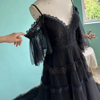 Black Lace Boho Bridal Gown - Diva Melody