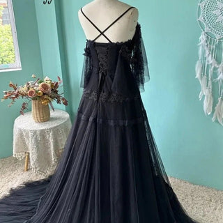 Black Lace Boho Bridal Gown - Diva Melody