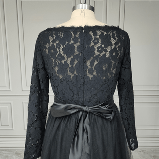 Black Long - Sleeve Lace Wedding Gown - Diva Melody