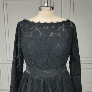 Black Long - Sleeve Lace Wedding Gown - Diva Melody