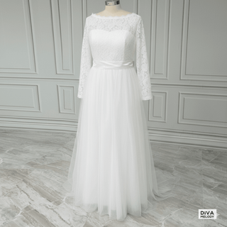 Black Long - Sleeve Lace Wedding Gown - Diva Melody