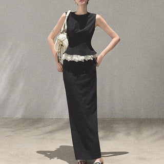 Black Sleeveless Top and Maxi Skirt Set - Diva Melody
