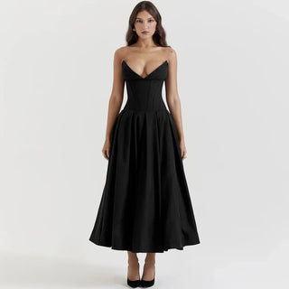 Black Strapless Corset Dress - Diva Melody