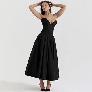 Black Strapless Corset Dress - Diva Melody