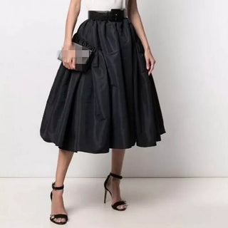 Black Tea Length Satin Skirts Birthday Photo Shoot Skirts - Diva Melody