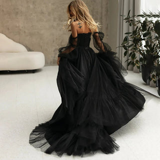 Black Tulle Gothic Wedding Gown - Diva Melody