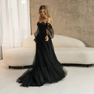 Black Tulle Gothic Wedding Gown - Diva Melody