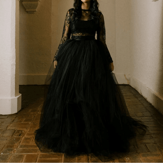 Black Two - Piece Halloween Wedding Dress - Diva Melody