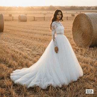 Black Two - Piece Halloween Wedding Dress - Diva Melody