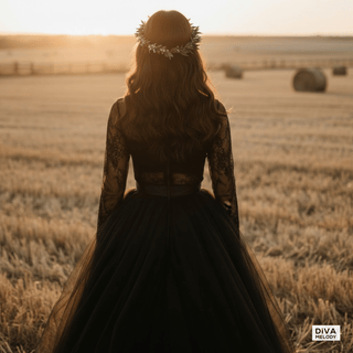 Black Two - Piece Halloween Wedding Dress - Diva Melody