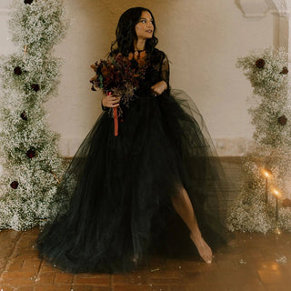 Black Two - Piece Halloween Wedding Dress - Diva Melody