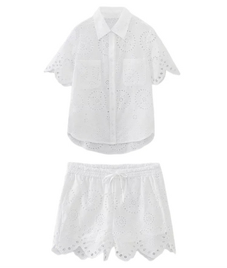 Blouse & Baggy Shorts Two - Piece Set - Diva Melody