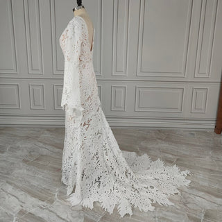 Boat Neck Mermaid Lace Wedding Dress - Diva Melody