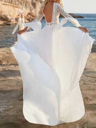 Bohemian Batwing Sleeves Wedding Gown - Diva Melody