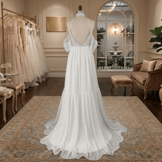 Bohemian Cutout Lace Wedding Dress - Diva Melody