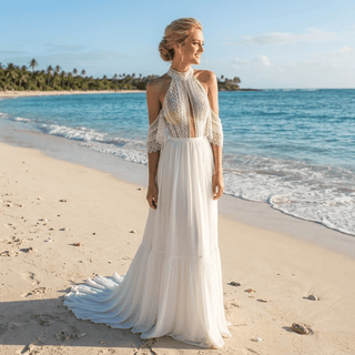 Bohemian Cutout Lace Wedding Dress - Diva Melody