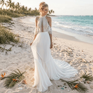 Bohemian Cutout Lace Wedding Dress - Diva Melody