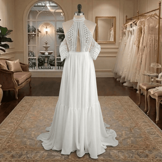 Bohemian Cutout Lace Wedding Dress - Diva Melody