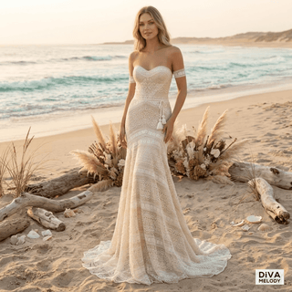 Bohemian Lace Mermaid Wedding Dress - Diva Melody