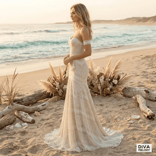 Bohemian Lace Mermaid Wedding Dress - Diva Melody
