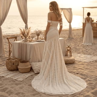 Bohemian Lace Mermaid Wedding Dress - Diva Melody