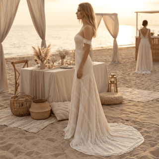 Bohemian Lace Mermaid Wedding Dress - Diva Melody