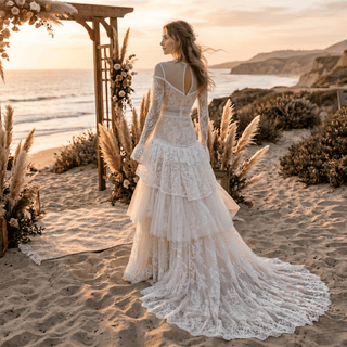 Bohemian Long Sleeves Bridal Gown - Diva Melody