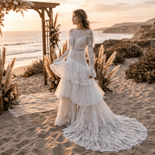 Bohemian Long Sleeves Bridal Gown - Diva Melody