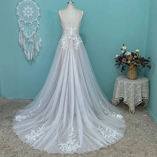 Boho Appliques Lace Wedding Dress - Diva Melody