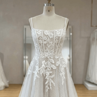 Boho Appliques Lace Wedding Dress - Diva Melody